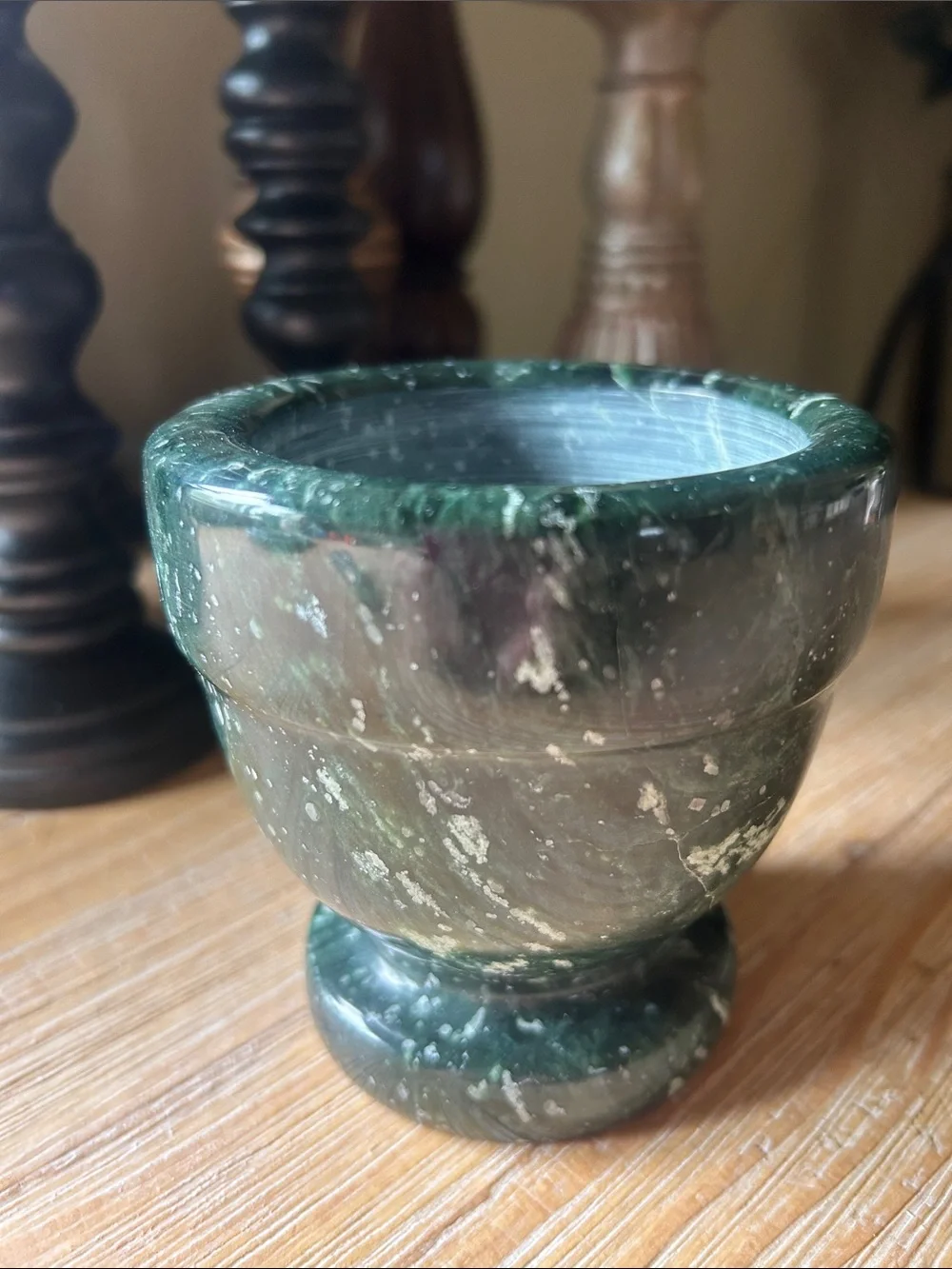 Green Solid Stone Mortar and Pestle